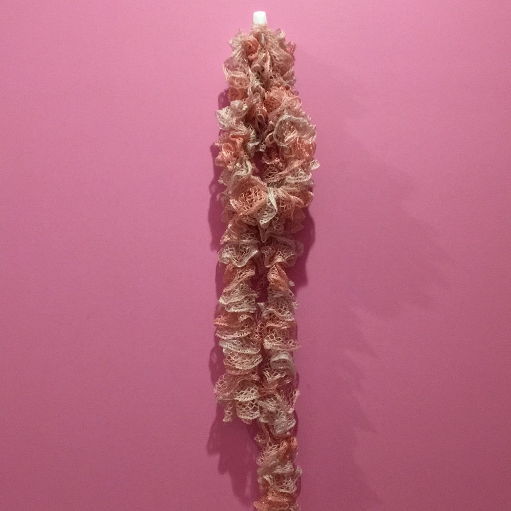 Pink and white sparkly scarf